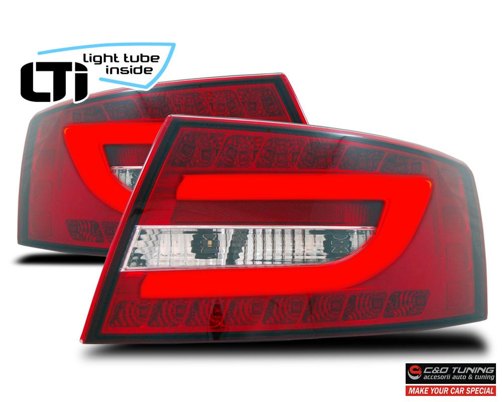 -STOPURI CU LED AUDI A6 FUNDAL RED/CRISTAL -COD AU110088